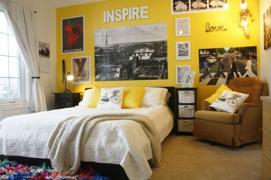 Awesome Bedroom Has Yellow Wall Painting Bedroom