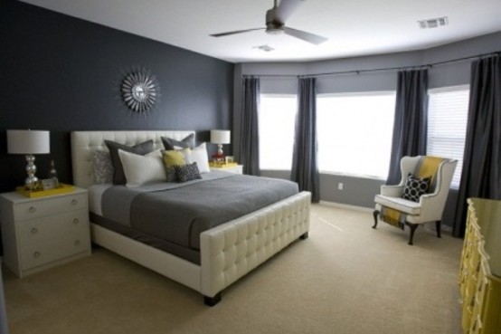 Fancy Bedroom Has Low Ceiling And Yellow Accent Bedroom