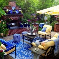 Garden Bright Semi Open Patio With Blue Pastel Cushion Vivid Patio Ideas Inspired by Pastel Theme Coloring Your Days