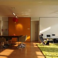 Interior Design Fascinating Open Area Of Living Room The Dining Room And The Kitchen Bright-Living-Room-with-Yellow-Paneling-as-the-Divider-726x630