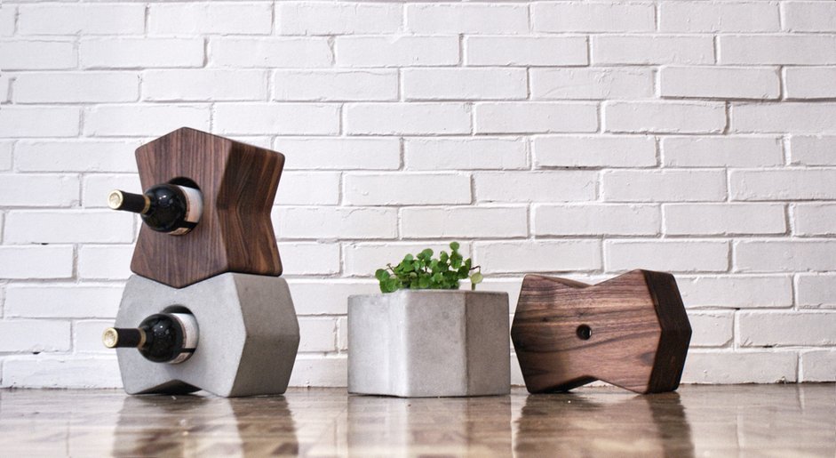 LITOS Modular Storage Made Of Textured Wooden And Concrete Ideas
