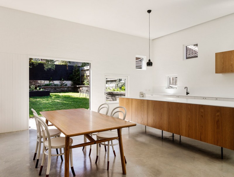 Minimalist Kitchen Has Wooden Dining Set Theme Architecture