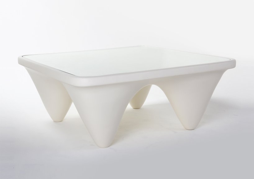 Smart And Amazing Turnable Table In White With Angular Feet And A Glass Plate Furniture