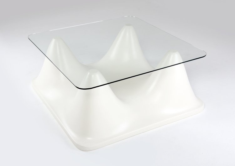 State Of The Art White Coffee Table With White Curvy Design With Square Transparent Glass Complimenting Furniture