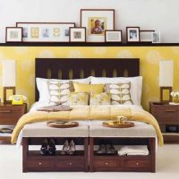 Bedroom Stunning Bedroom With Yellow Paneling Behind The Bed Dark-Bedroom-with-Yellow-Accent-of-the-Pillow