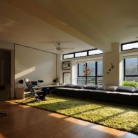 Interior Design Stunning Living Room With Large L Grey Couch With Some Cushions Bright-Living-Room-with-Yellow-Paneling-as-the-Divider-726x630