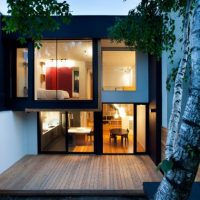 Architecture Thumbnail size Stylish Contemporary Duplex With Cedar Cladding And Black Framing Vitrine Back Side