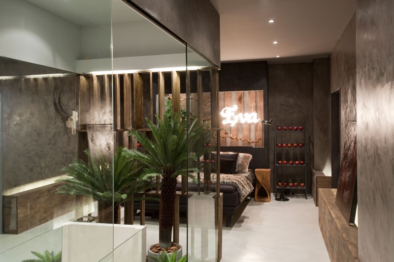 The Bathroom Is Equipped By Glass Wall Apartment