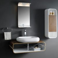 Bathroom Thumbnail size Cool Eclectic Small Bathroom Vanity Design With Slate Wall Mirror Cabinet Vessel Sink Ideas Vanity Plans Wall Mount Lighting Luxury Vanities Los Angeles Inexpensive