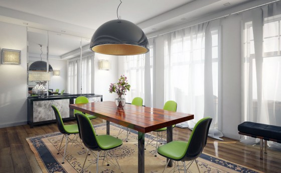 Dining Room Amazing Black Mixed Lime Green Chair Sets For Huge Space Dining Area 560x344 Captivating Top Modern Dining Room Ideas