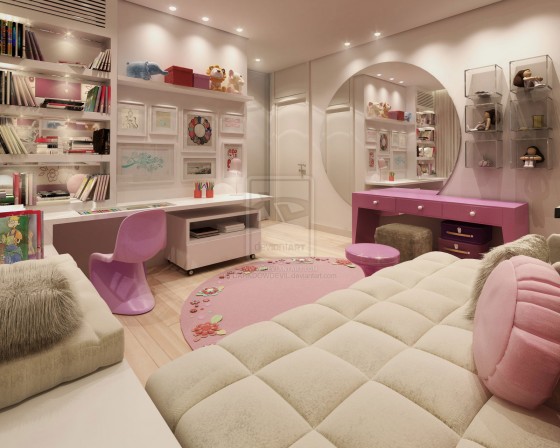 Awesome Girl Teen Room With Pink And Soft Beige Color By Darkdowdevil Other View 560x448 Teen Room