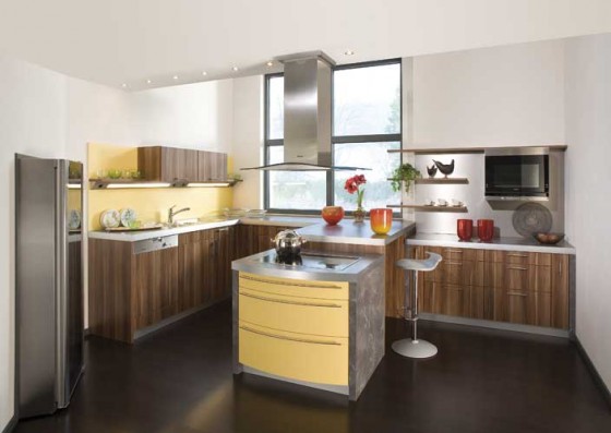 Awesome Yellow Kitchen Design Furniture With Wood And Chrome German Style Kitchen