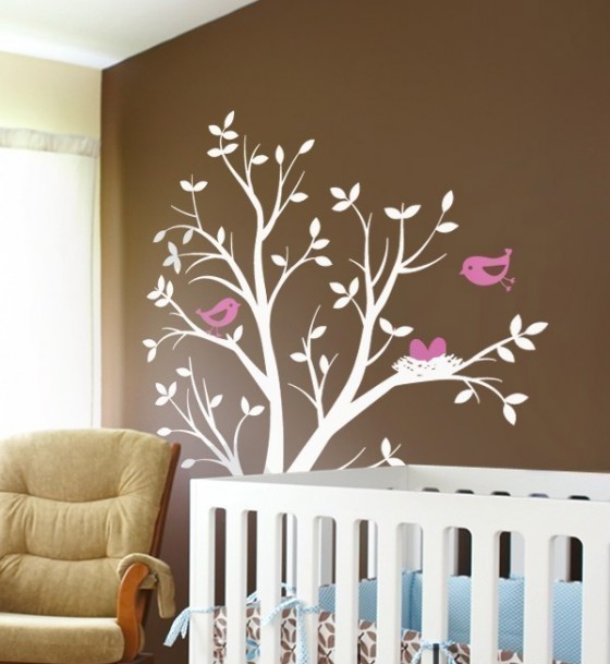 Kids Room Beautiful Chocolate Wall With Tree Theme Stickers Interesting Funny Wall Sticker Inspirations for Kids and Baby Room