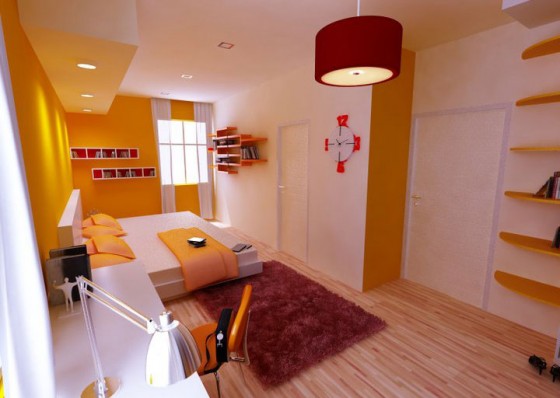 Teen Room Beautiful Inspiring Yellow Warm Room Design For Teenagers 560x398 Mesmerizing Newest Kids and Teenagers Room Design