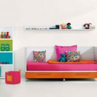 Furniture Thumbnail size Beautiful Modern Sofa Bed For Kids Room With Colorful Racks And Cabinets 560x330