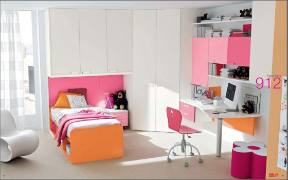 Kids Room Beautiful White Pink Orange Furniture For Girls Room Excellent Cheerful Kids Room Design and Modern Furniture Ideas