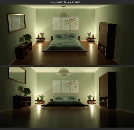 Big Green Exciting Bedroom Night View With Up Lights And Rise Fall Lights Effect By Tom Majerski 560x543 Ideas