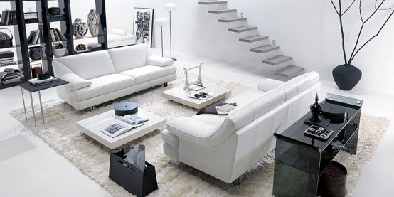 Big White Sofa Big Black Racks Cool Combination For Living Room Design Living Room