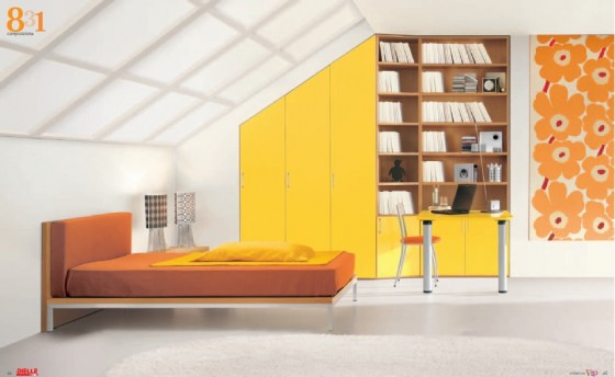 Birght Yellow And Orange Bedroom Design For Kids Kids Room
