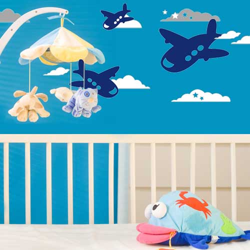 Kids Room Blue Sky And Plane Wallpaper Sticker Kids Room Interesting Funny Wall Sticker Inspirations for Kids and Baby Room