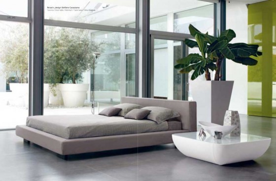 Contemporary Tropical Bedroom Gray Low Beds 560x369 Bedroom