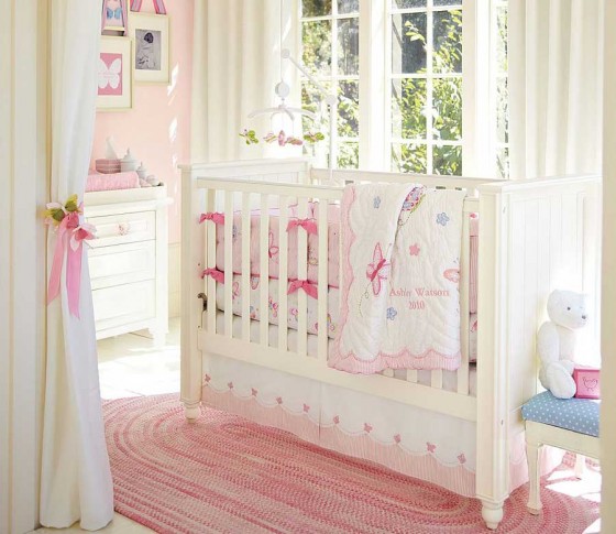 Cute Baby Cribs Design Ideas Pink White By Pottery Barn 560x485 Ideas