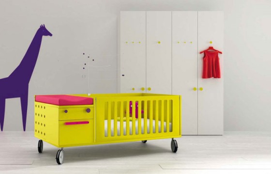 Cute Yellow Baby Bedding White Kids Room Ideas With Purple Girrafe Wall Decor 560x359 Furniture