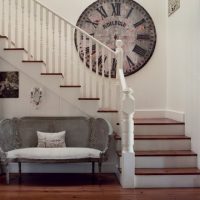 Ideas Thumbnail size Europian Stairs Deign With Big Retro Wall Clock As Decorations