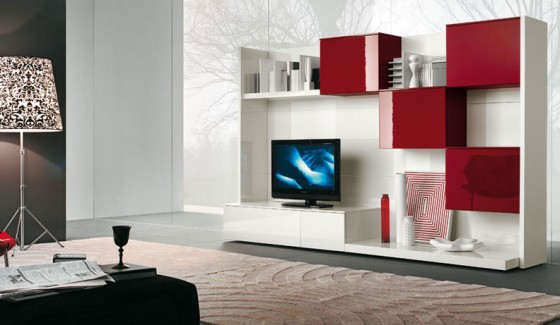 Excellent Wall TV Setups Design Red Accent 560x325 Ideas