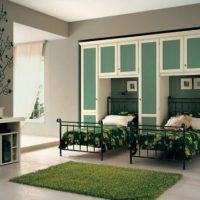 Teen Room Fresh Green Bedroom Theme In Classic Victorian Style 560x373 Double-Beds-For-Twin-With-White-Classic-Furniture-560x373