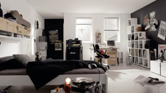 Teen Room Funky Teen Room Black And White Bedroom 560x313 Amusing Funky Teen Room Design Inspirations