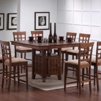 Dining Room Asian Square Dining Table Sets With Capuccino Finish 560x372 Enchanting Expandable Wooden Dining Table Design