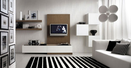 Laltrogiorno Striped Black And White Living Room With Unique Ornament Living Room