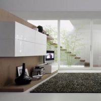 Living Room Living Room Separated By Big Tv Rack With Bedroom Simply-Black-and-White-Living-Room