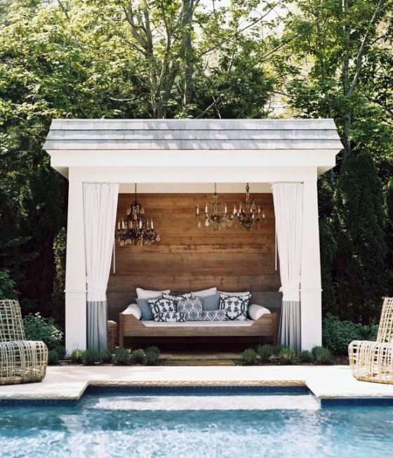 Luxurious Poolside Cabana With Crystals Chandeliers 560x652 Furniture