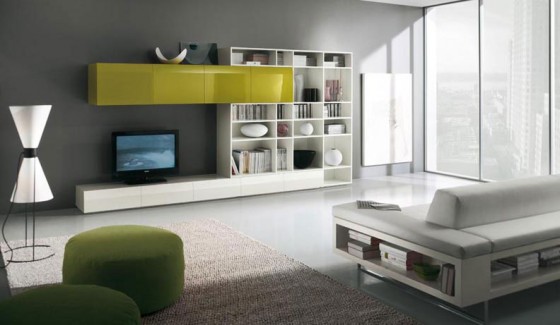 Ideas Marvelous Living Room With White Wall Setups Yellow Accent 560x325 Surprising Wall Units Design For TV Setups – Hot Trend