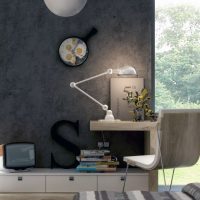 Teen Room Minimalist Grey Design For Small Study Desk Cozy-Vintage-Workspace-with-Slooped-Ceiling