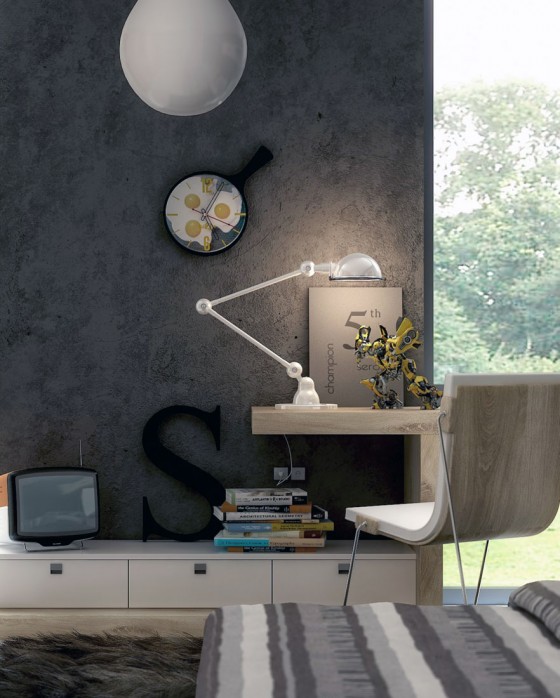 Minimalist Grey Design For Small Study Desk Teen Room