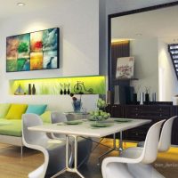 Dining Room Gorgeous Dining Area With Lime Green Chair And Cool Modern Lamps Also In Green 560x355 Captivating Top Modern Dining Room Ideas