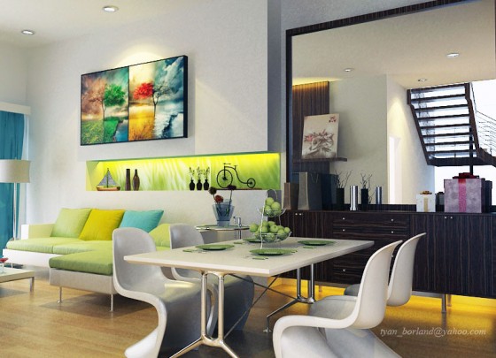 Minimalist Modern White Dining Sets Beside Lime Green Cool Sofa Sets For Living Room 560x405 Dining Room
