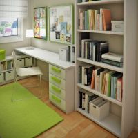 Kids Room Minimalistic White Study Desk And Racks With Green Accent For Small Kids Room 560x538 Cute-Cream-Brown-Bedding-Set-Furniture-And-Study-Desk-For-Kids-Room--560x549