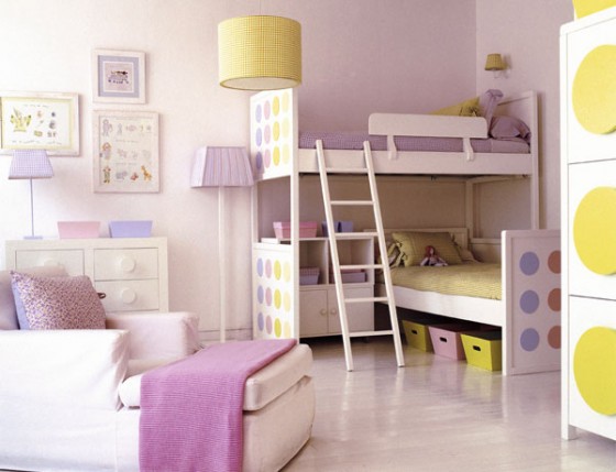 Moden Shining And Girly Kids Bedroom Design With Polka Bunk Beds Ideas Kids Room