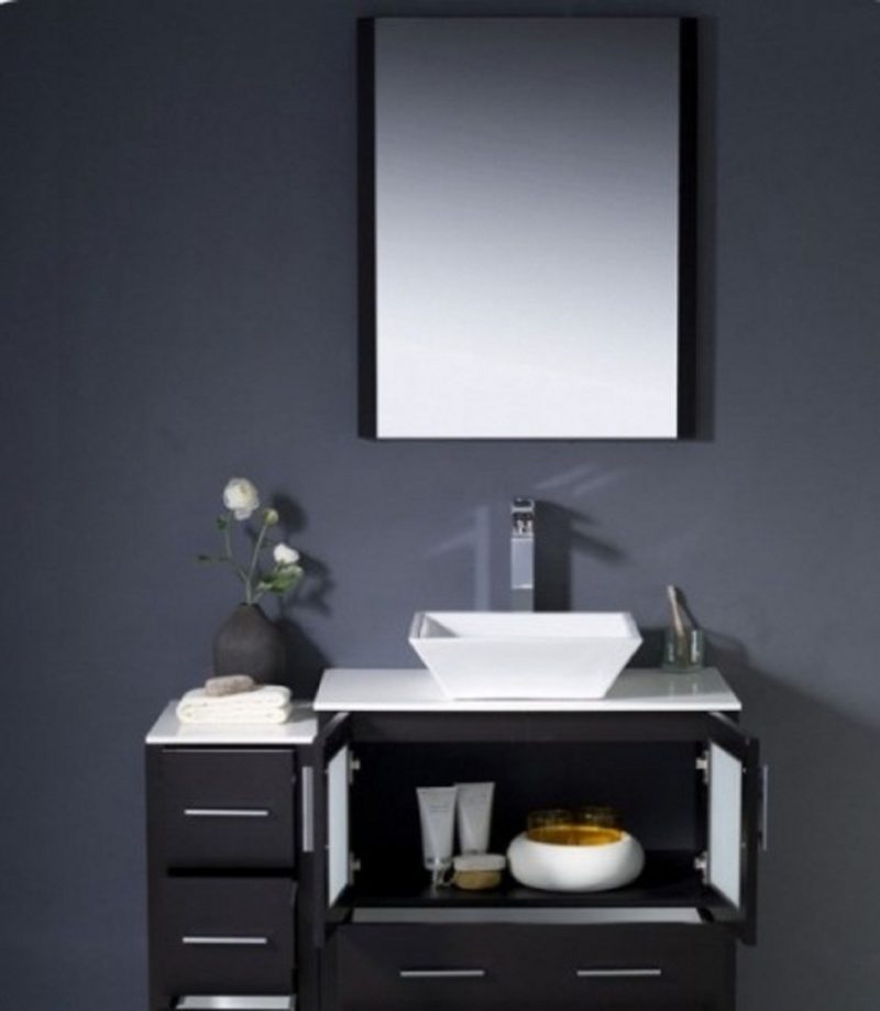 Bathroom Medium size Modern 42 Inch Bathroom Vanity With Side Cabinet Vessel Sink Vanity Vanities With Tops Discount Double Corner Modern Cheap Small Ikea
