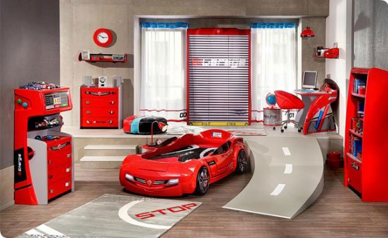 Outstanding Bedroom Cars Theme Car Racing Bedroom Furniture For Boys 560x344 Kids Room