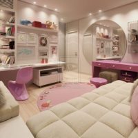 Teen Room Pink And Cream With Big Round Mirror For Very Girly Kids 560x432 Minimalist-Modern-Red-and-White-with-Striped-Wall-Feature-560x406