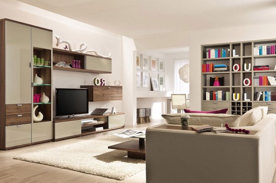 Pop Out Color Living Room With Big Book Racks Accent 560x371 Living Room