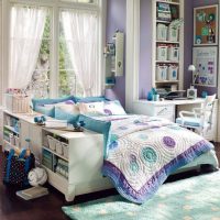 Architecture Purple Dorm Room Themed Combined With Tosca And White Furniture1 560x560 Blue-Dorm-Room-With-White-Furniture-And-Charming-Lamps1-560x560