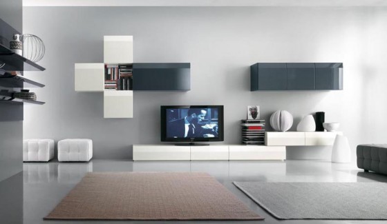 Ideas Shining White Living Room With Modern Wall TV Setups 560x325 Surprising Wall Units Design For TV Setups – Hot Trend