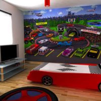 Kids Room Stunning Boys Bedroom With Pit Stop Wallpaper And Red Car Bed Big-Yellow-Truck-Bed-Design-For-Boys-Bedroom-560x415