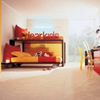 Kids Room Stunning Kids Bedroom Design Ideas For Two Child In Orange And Red Color Theme 560x326 Twin-Pink-Sofa-Bed-With-Functional-Divider-Storage-560x663